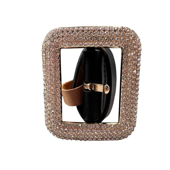 Statement Rhinestone Belt Square Buckle Women Black - Picture 1 of 12